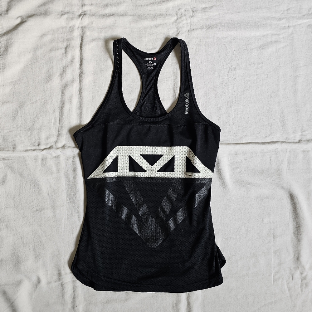 Reebok Women's Black and White Graphic Tank Top
